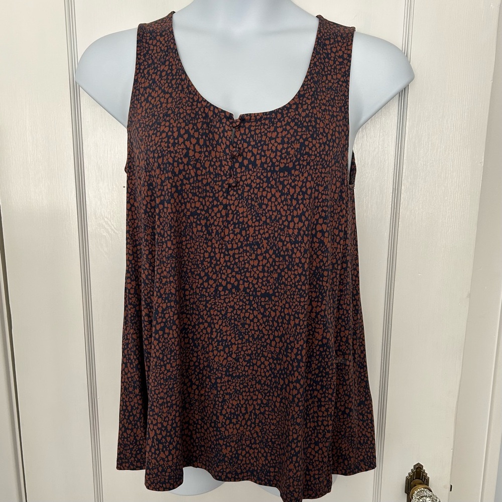 Avenue Woman sleeveless knitted tank blouse top size 0X navy and brown